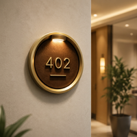 Plaque de numéro de chambre en métal doré/bronze électroplaqué sur mesure, étanche, anti-broderie, garantie 2 ans pour hôtel