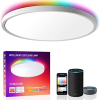 Lustre LED intelligent Tuya moderne RGB pour chambre à coucher, salon, résistant à l'humidité et à la poussière, commande vocale Alexa, AC