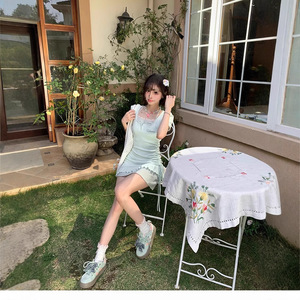 Vestido Casual de Verano para Mujer, Estilo Vintage, Cuello Halter, Efecto Dos Piezas, Crepé, Largo hasta el Suelo, Manga Larga, Corte Ajustado, para Mujeres Pequeñas - Product Image 2