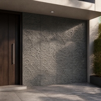 Panneau mural en pierre artificielle PU, imitation pierre, 1200x600mm, relief cratère circulaire pour mur d'accentuation et revêtement de façade extérieure