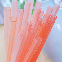 Pailles à boire longues et colorées, pailles en forme de fleur de cerisier, pailles à cocktail réutilisables en plastique