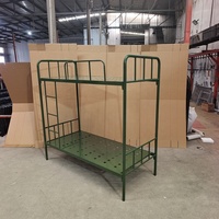 Lit superposé en fer forgé vert olive au design moderne, robuste et en acier