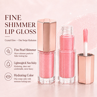 Gloss à lèvres personnalisé OEM, formule propre, cosmétique, paillettes fines, couleur vibrante, fini dewy, gloss à lèvres en marque privée