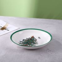 Assiette à soupe de Noël créative de 8 pouces en porcelaine, motif dessin animé, ambiance festive, haute température, écologique, compatible lave-vaisselle, vente en gros