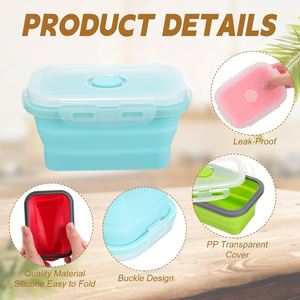 Contenants alimentaires pliables avec couvercles, 4 tailles, en silicone de qualité alimentaire pour camping-car, préparation de repas, petite cuisine, design empilable - Product Image 3