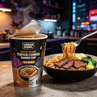 200g Mie Ramen Instan Rasa Daging Sapi Teriyaki Wijen Kemasan Goreng OEM Pengiriman Cepat Alibaba Laris