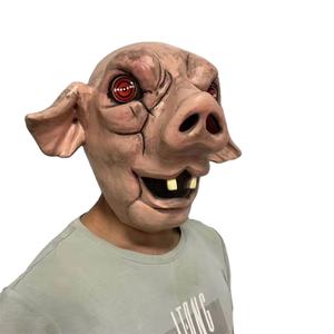 Película de <span class=keywords><strong>terror</strong></span> Papel Máscara de látex personalizada Sierra aterradora Cabeza de cerdo Máscara de animal Accesorios de disfraz Halloween novedad máscaras faciales engranajes de fiesta - Product Image 6