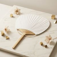 FAREA Éventail en papier de bambou blanc vierge, écologique, de style chinois, avec technique de sculpture, pour décoration de mariage et fêtes