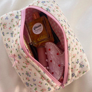 Nouveau produit transfrontalier : Trousse de toilette rose à nœud floral, sac de rangement mignon grande capacité pour articles de toilette, sac de voyage - Product Image 4