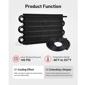 Kit Universal de Enfriador de Aceite de Transmisión de Aluminio de 6 Filas - Radiador ATF de Alto Rendimiento con Manguera y Abrazaderas de 5/16 Pulgadas - Product Image 2