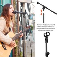 Trépied Microphone Stand Arm Floor Mic Stand Heavy Duty avec Base de jambe pliante Bras télescopique réglable Haute extensible