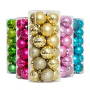 Nouvelles décorations d'arbre en plastique de 6 cm, ensemble de 24 boules colorées, ornements de Noël, boules suspendues - Product Image 4
