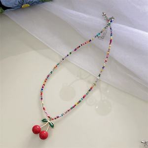Collares de Cereza con Colgante Lindo Bohemio, Joyería de Cadena con Cuentas de Frutas de Aleación Plateada, Coloridos y Modernos para Mujer, Regalos, ¡Gran Venta! - Product Image 3