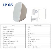 Haut-parleur PA mural 30W IP65 étanche 100V/8 Ω 4 "Woofer avec radiateur passif pour un usage commercial et domestique