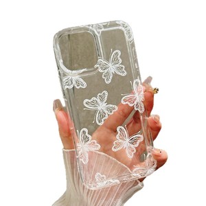 Custodia per telefono a farfalla bianca in offerta speciale per <span class=keywords><strong>iPhone</strong></span> 16 Plus 15 17 Pro Max <span class=keywords><strong>14</strong></span> 13, cover posteriore trasparente antiurto per cellulare - Product Image 6
