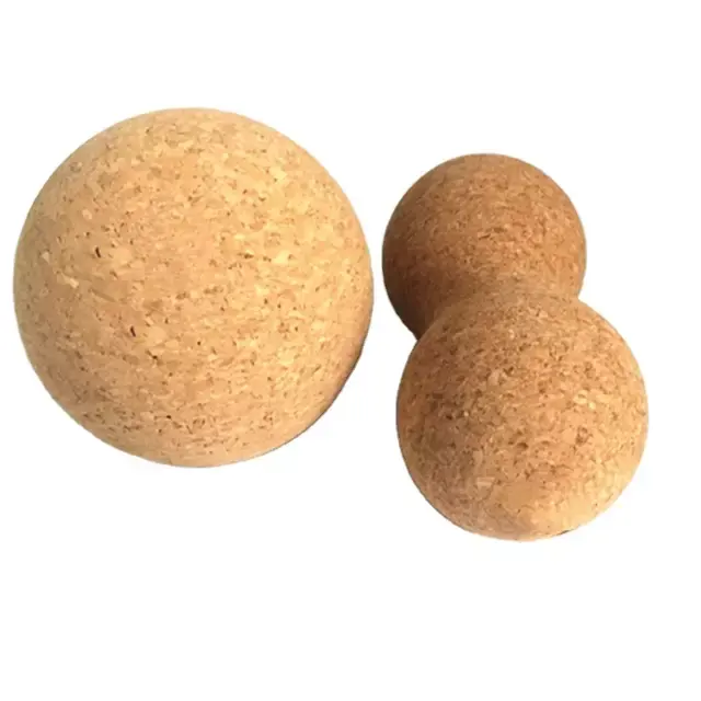 TIANLEICORK फैक्टरी थोक उच्च गुणवत्ता 80*160mm प्राकृतिक काग मालिश व्यायाम मूंगफली योग गेंद भौतिक चिकित्सा उत्पादों