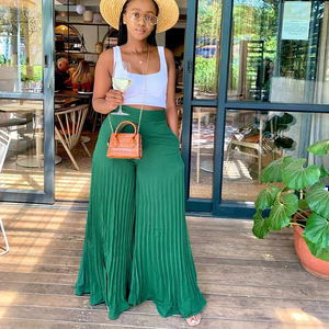 2022 <span class=keywords><strong>pantaloni</strong></span> larghi da <span class=keywords><strong>donna</strong></span> <span class=keywords><strong>pantaloni</strong></span> dritti allentati a pieghe elastici in vita europa vendita calda estate primavera Casual Maxi <span class=keywords><strong>pantaloni</strong></span> lunghi - Product Image 4