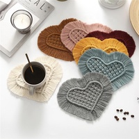 Tapis de Table moderne en forme de cœur, 1 pièce, en coton et Crochet, pour tasses, sous-verres
