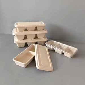 Eco Friendly <b>Biodegradable</b> Microwavable Recyclable Disposable Bagasse 600ml 1100ml Takeaway <b>Packaging</b> Lid 2 3 Compartment Food - Product Image 1