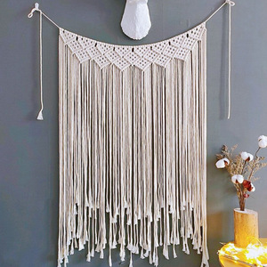 Colgante de pared de macramé, tapices de pared tejidos grandes Boho Algodón hecho a mano macramé telón de fondo decoración de pared para boda sala de estar dormitorio - Product Image 4