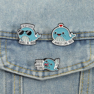 I Whaley Like You Funny Whale Pun Enamel Pin Everything Whale Be Okay You're Whalecomeブローチラペルバッジジュエリーギフト - Product Image 1