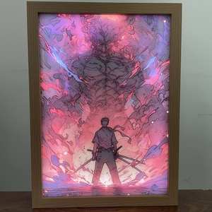 Figura de Anime Demon Slayer, marco de fotos de madera Led, luces de pintura para dormitorio, luz de <span class=keywords><strong>noche</strong></span> Led 3D, lámpara de decoración de regalo de cumpleaños - Product Image 6