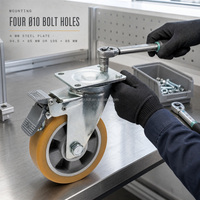 Roues pivotantes en acier galvanisé à direction automatique avec double frein pour chariots robots AGV à usage intensif