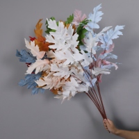 Ventes en gros de tiges de feuilles de chêne artificielles, branches de feuillage en soie pour arrangements floraux d'automne, décoration intérieure