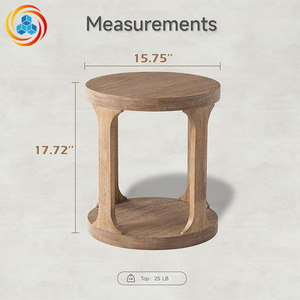 Round Natural Wood Tea <b>Table</b> Open <b>Storage</b> Shelf Modern Accent <b>End</b> <b>Table</b> for Living Room Home Furniture Easy Assemble - Product Image 5