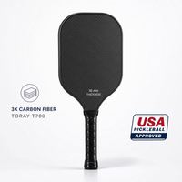 Raquette de pickleball d'entraînement avec protection de bord de 20 mm, surface en carbone 18K haute granulométrie, grip en cuir, noyau de propulsion et logo personnalisé