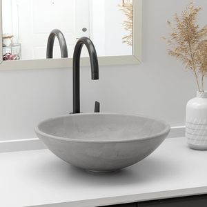 Lavabo Moderno Redondo de Hormigón, Lavabo de Cemento Gris Natural, Lavabo Sobre Encimera, Lavabo Minimalista para Baño, Venta al por Mayor - Product Image 3