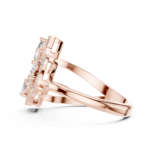 Bague en or rose sertie de diamants, élégante et brillante, pour femme, idéale pour mariage, fiançailles, soirée, anniversaire, cadeau. - Product Image 3