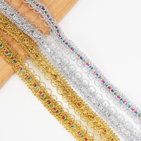 Ruban de dentelle décoratif métallique or et argent, accessoires de couture DIY écologiques en gros pour vêtements et sacs artisanaux à paillettes