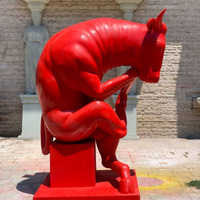 Patung Sapi Modern untuk Dekorasi Taman Lanskap Luar Ruangan, Patung Sapi Lucu dari Resin Fiberglass untuk Hewan Ternak