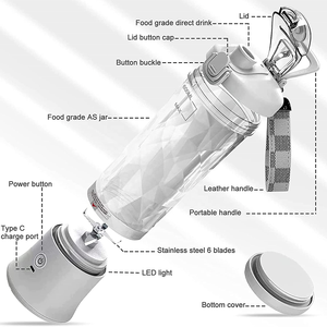 4000mAh USB 충전식 휴대용 블렌더 과즙 짜는기구 600ml 용량 스포츠 과즙 짜는기구 단백질 쉐이크 스무디 신선한 주스 - Product Image 2
