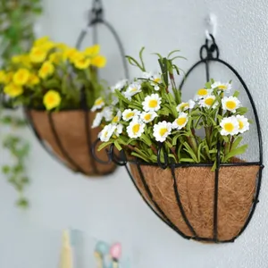 Decorazione del giardino di casa contenitore per piantare cesto di fiori appeso cesto di Rattan piante Stand Coco Liner cesto per piante sospese