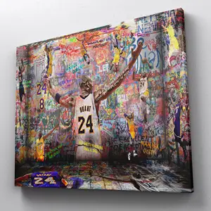 Limited Edition Premium Kobe Bryant Graffiti Canvas Print Basketbalposter Man Grot Muur Kunst Cadeau Voor Jongens Kamer Decor