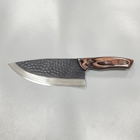 Vente en gros, couteau de cuisine personnalisé de 7.5 pouces, couteau de chef en acier damas avec manche en bois, marteau forgé, couperet, couteaux de boucher à désosser