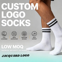 Chaussettes de sport unisexes Jacquard avec logo, soutien de la voûte plantaire, classiques pour la gym et la course, chaussettes personnalisées de marque