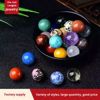 Perles de pierre brute polies DIY naturelles violettes, roses, jaunes, blanches, diamètre 2 cm, assortiment de perles, ornements de boules de cristal en configuration étoile à sept branches