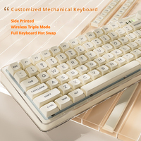 Clavier mécanique sans fil EWEADN V82 75% compact pour ordinateur portable, rétroéclairage RGB, tri-mode (2.4G, USB-C), axe Kailh