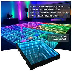 3D Infinity-Spiegel-Tanzfläche für Hochzeiten, Einfach zu Installieren, 2ft x 2ft, 3D Magnetische LED-Tanzfläche - Product Image 1