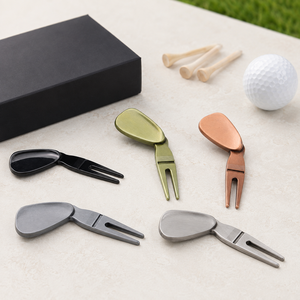 LongYi HC 002 Ensemble de marqueurs de balle de golf enroulables en métal, pliables, avec niveau intégré, gravure laser gratuite, portables, noir/argent - Product Image 2
