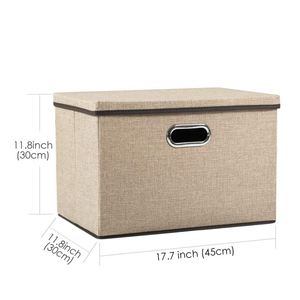 Wholesale Cotton Linen Storage Box with Lid Foldable Desktop Organizer for Toys & Clothes <b>Wardrobe</b> Storage Box - Product Image 2