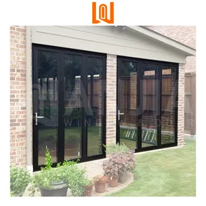 WANJIA Australian Standard Villa Restaurant Folding Doors Thermal Break Glass Bifold Door