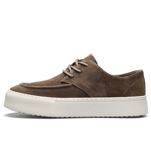 Coffee Suede Lace Up Shoes Thick Platform Sneakers Soft <b>Matte</b> Suede Upper Matching Fabric Laces Suitable for outdoor activities - Product Image 3