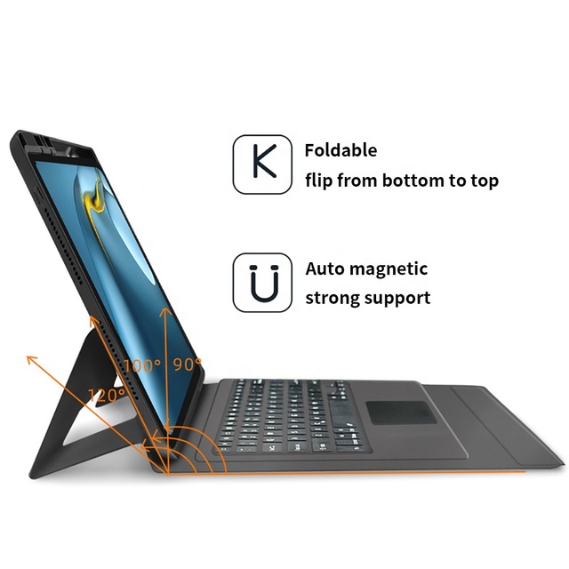 RGB Backlit Wireless Ergonomic Keyboard Case for iPad Pro 10.5/10/5 9th/8th/7th Gen Trackpad Touch Auto Wake/Sleep USB-C