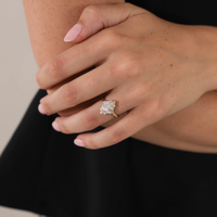 Bague de fiançailles en or massif 10K 14K 18K avec diamant de laboratoire taille marquise 1 carat, halo floral et pierres latérales, certifiée IGI CVD/HPHT