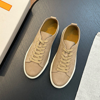 Chaussures basses en daim véritable kaki pour hommes, originales d'Italie, à lacets, baskets décontractées, chaussures de marche quotidiennes