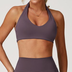 Soutien-gorge de sport OEM sans dos, confortable, sexy, pour le yoga et l'entraînement, avec logo personnalisé, pour la course à fort impact, col halter <span class=keywords><strong>ouvert</strong></span> et respirant - Product Image 4